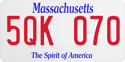 MA license plate 5QK070