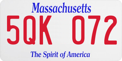 MA license plate 5QK072