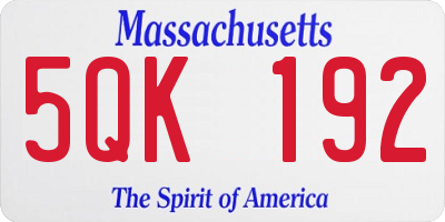 MA license plate 5QK192