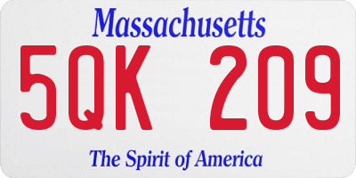 MA license plate 5QK209