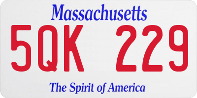 MA license plate 5QK229
