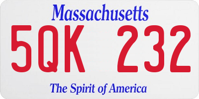 MA license plate 5QK232