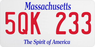 MA license plate 5QK233