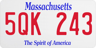 MA license plate 5QK243