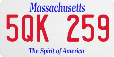MA license plate 5QK259