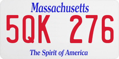 MA license plate 5QK276