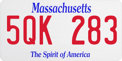 MA license plate 5QK283