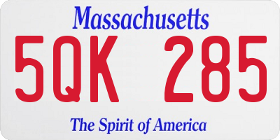MA license plate 5QK285