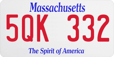 MA license plate 5QK332