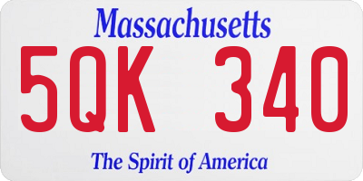 MA license plate 5QK340