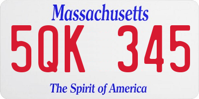 MA license plate 5QK345