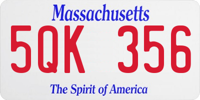 MA license plate 5QK356