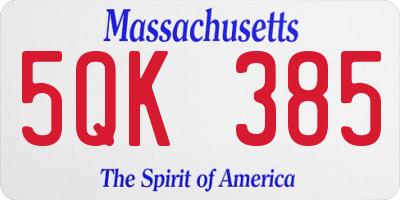 MA license plate 5QK385