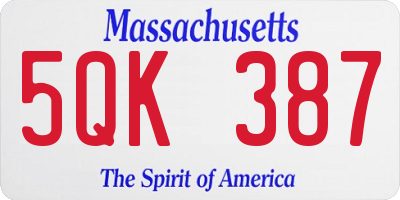 MA license plate 5QK387