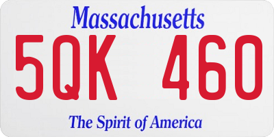 MA license plate 5QK460