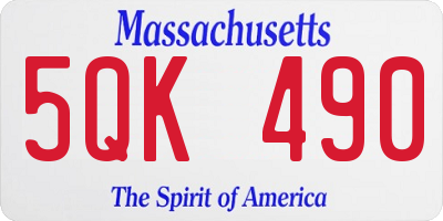 MA license plate 5QK490