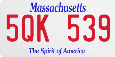 MA license plate 5QK539