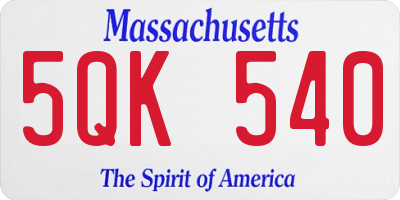 MA license plate 5QK540