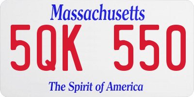 MA license plate 5QK550