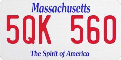 MA license plate 5QK560