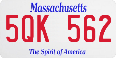 MA license plate 5QK562