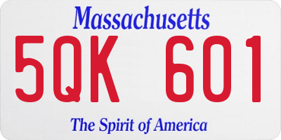 MA license plate 5QK601