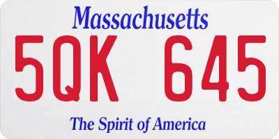 MA license plate 5QK645