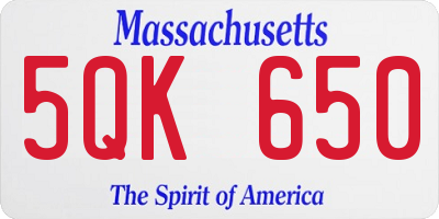 MA license plate 5QK650