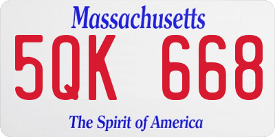 MA license plate 5QK668