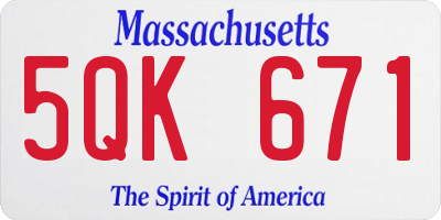 MA license plate 5QK671