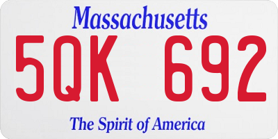 MA license plate 5QK692