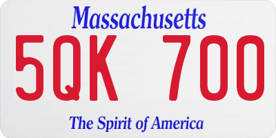MA license plate 5QK700