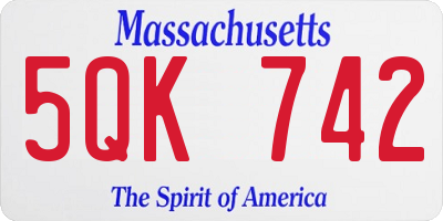 MA license plate 5QK742