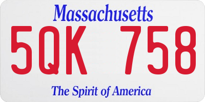 MA license plate 5QK758