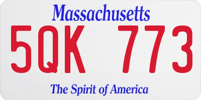 MA license plate 5QK773