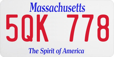 MA license plate 5QK778