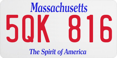 MA license plate 5QK816