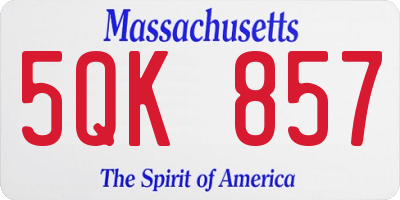 MA license plate 5QK857