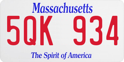 MA license plate 5QK934