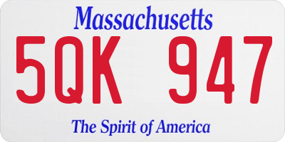 MA license plate 5QK947