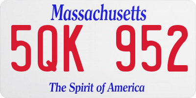 MA license plate 5QK952