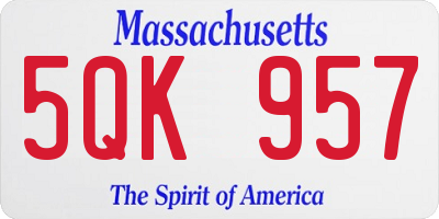 MA license plate 5QK957