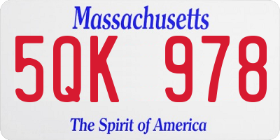 MA license plate 5QK978