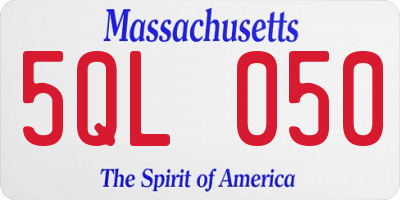 MA license plate 5QL050
