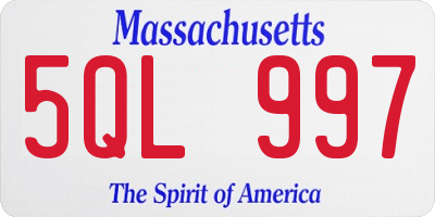 MA license plate 5QL997