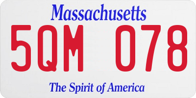 MA license plate 5QM078