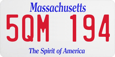 MA license plate 5QM194