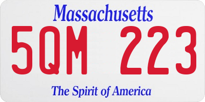 MA license plate 5QM223