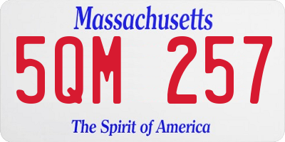 MA license plate 5QM257