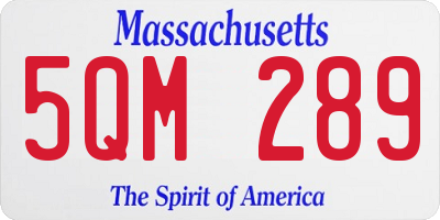 MA license plate 5QM289